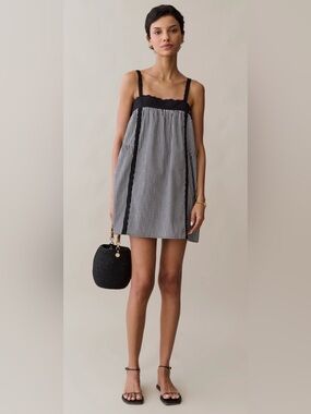 kourt Few Moda NWT Black and White Gingham Florence 100% Cotton Mini Dress